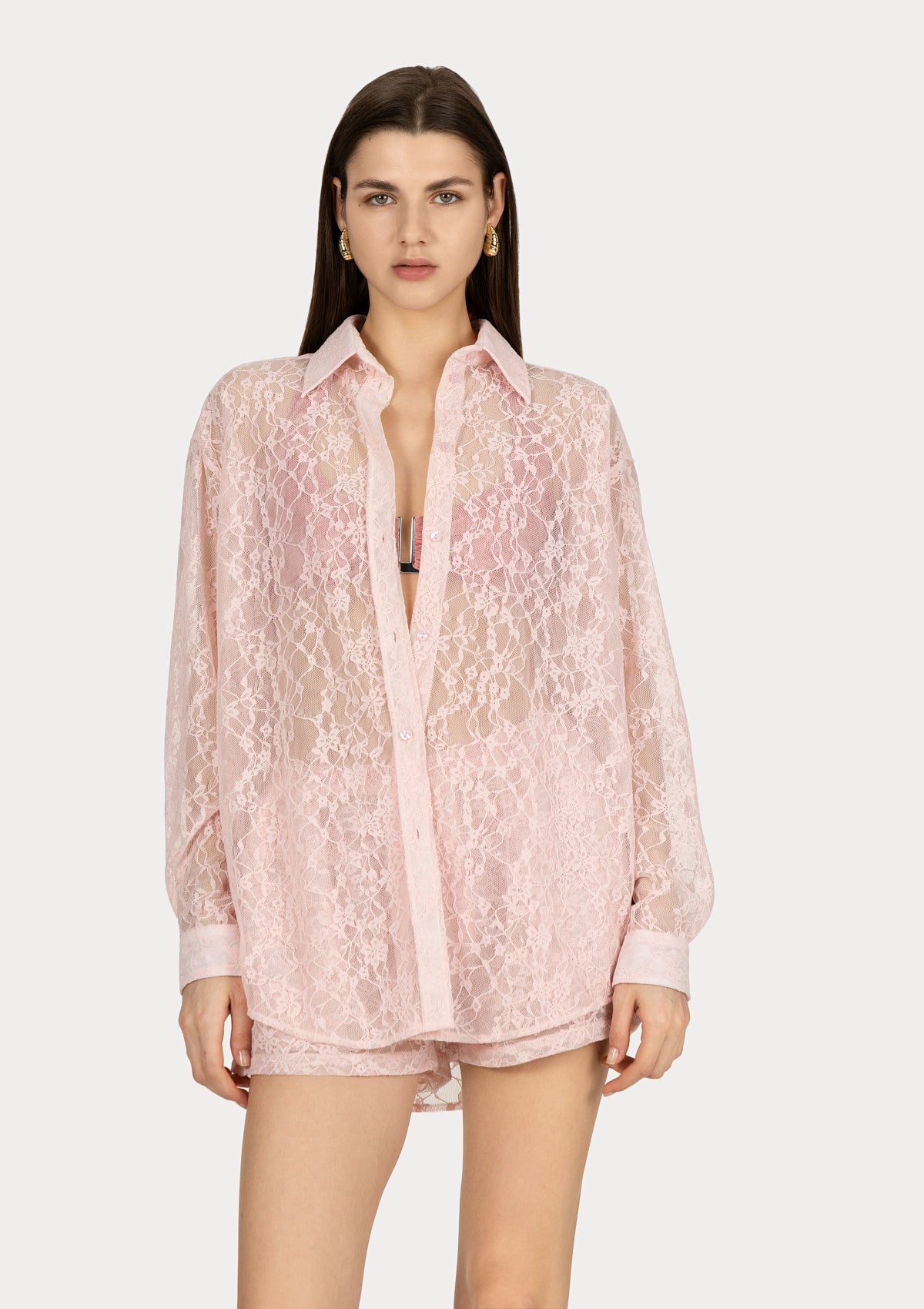 PHILO SHIRT Baby pink lace