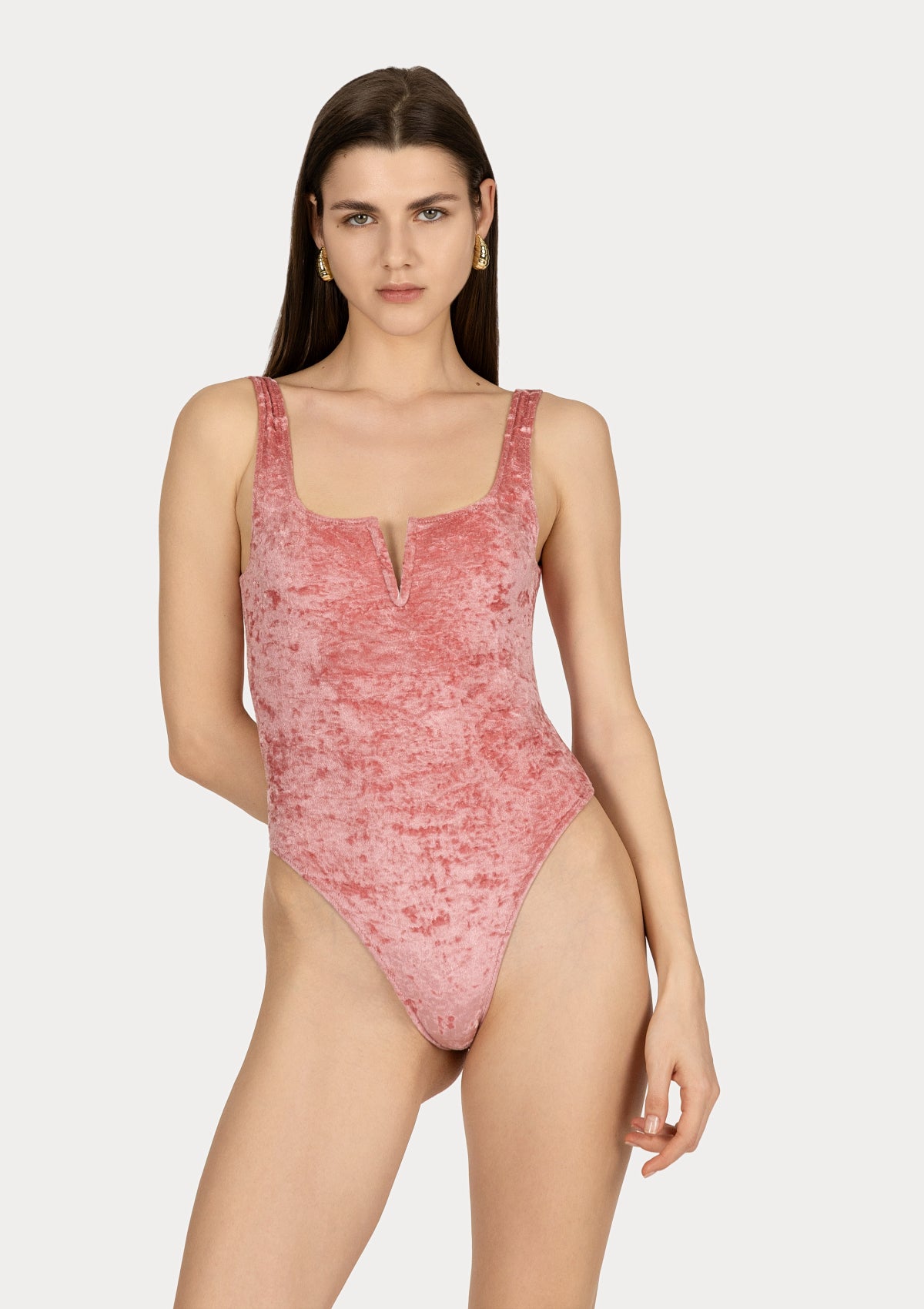 ELLE Salmon pink soft velvet