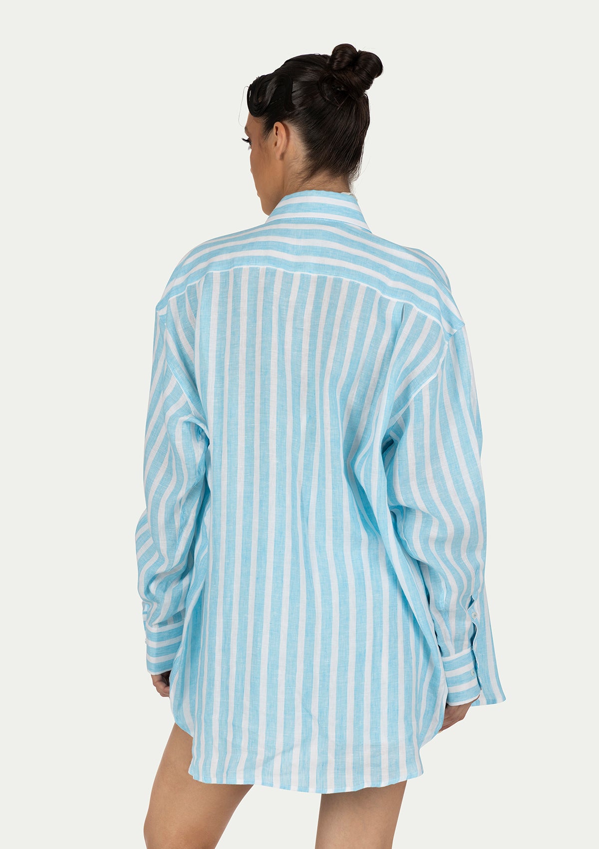 VANESSA SHIRT STRIPED AQUA BLUE