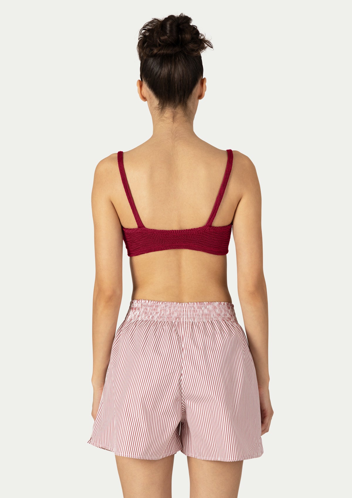 CORA SHORTS STRIPED BURGUNDY