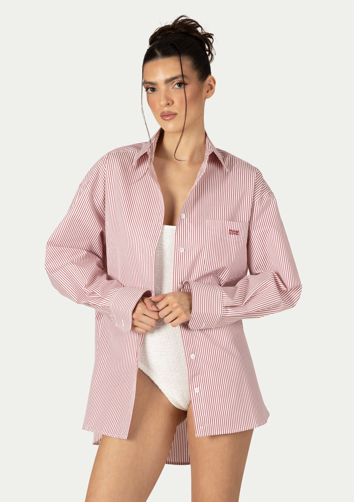 VANESSA SHIRT STRIPED BURGUNDY