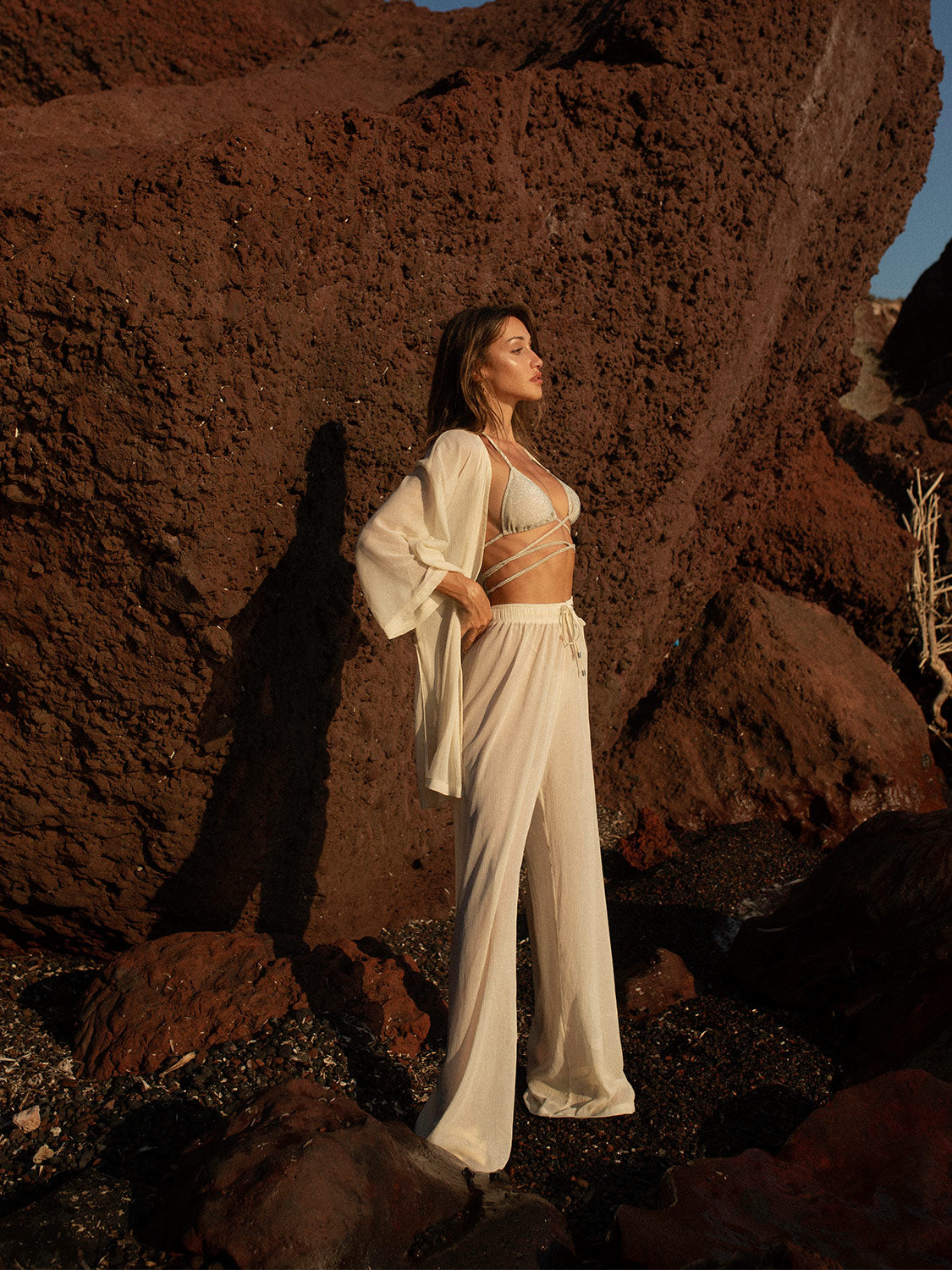 Beach cover up in ecru color