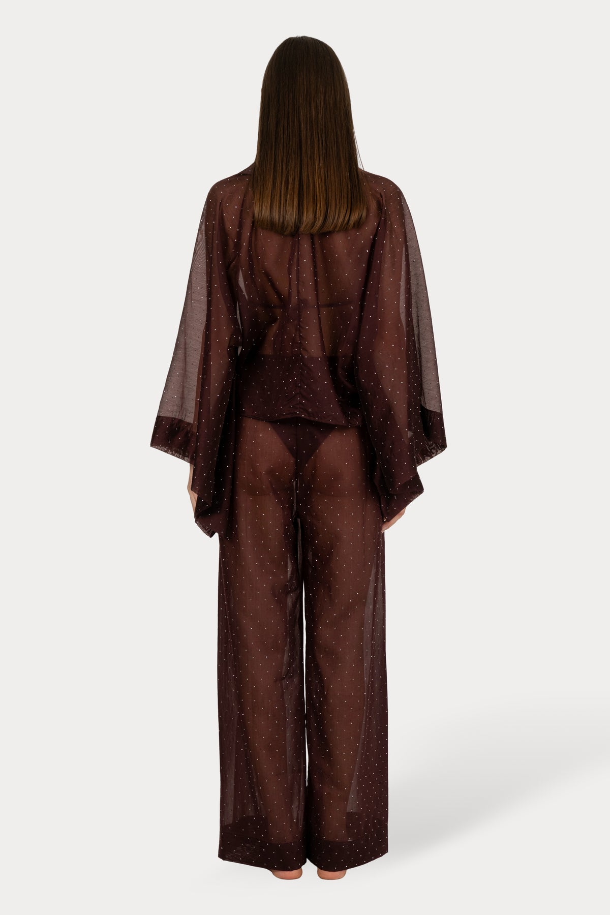 MARINA KIMONO Plum sheer crystal