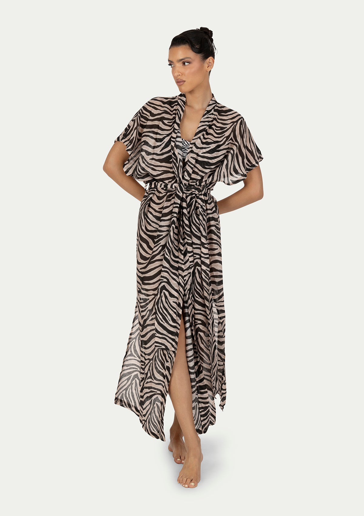 ARIA LONG KIMONO ZEBRA