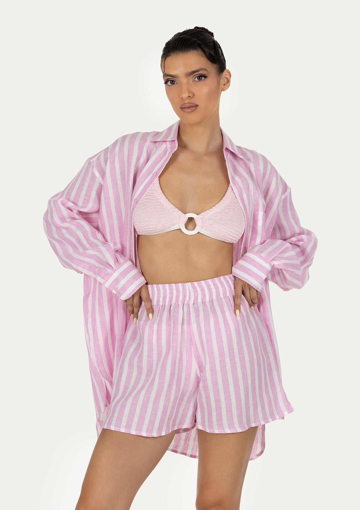 CORA SHORTS STRIPED PINK