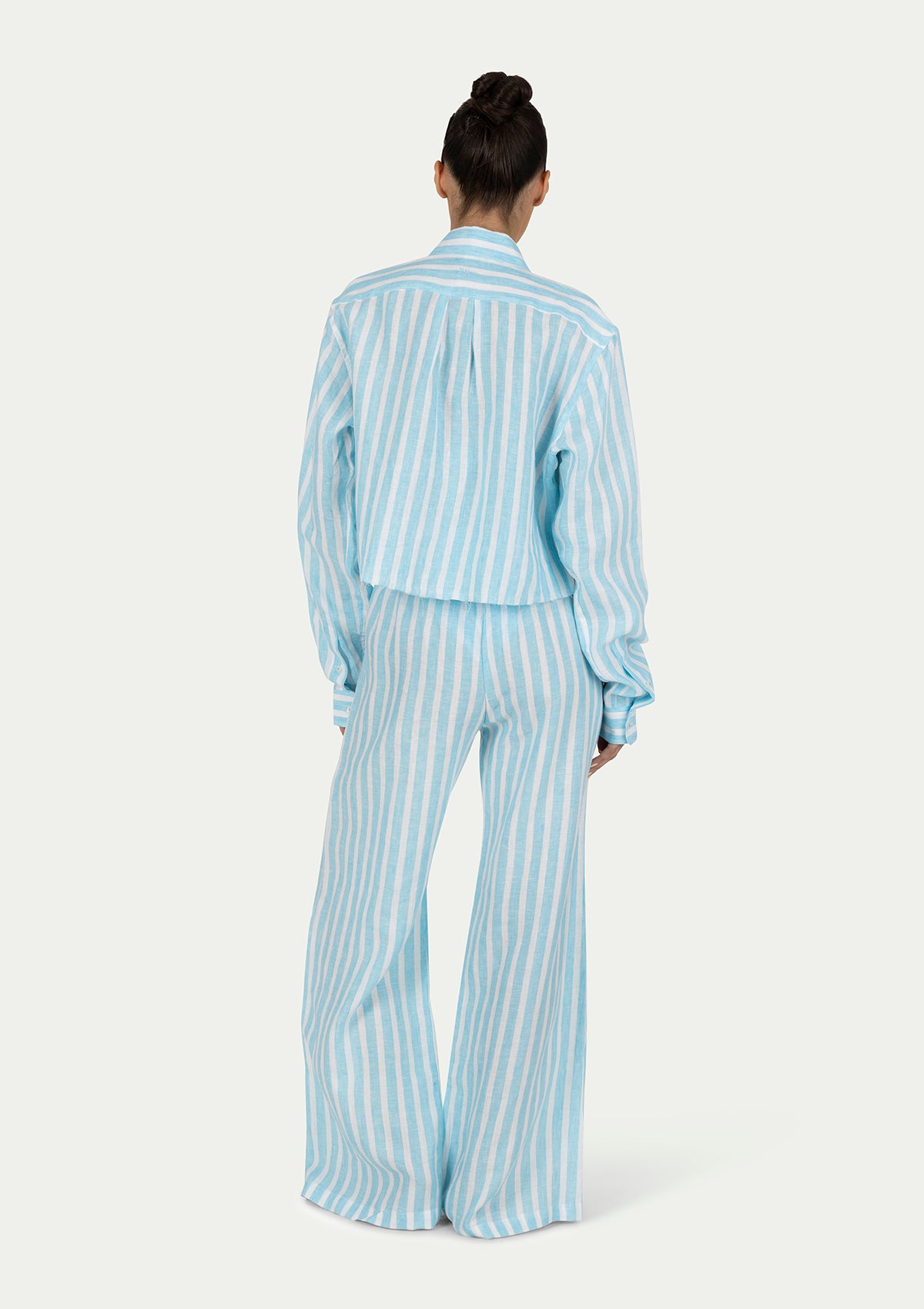 IDA SHIRT STRIPED AQUA BLUE