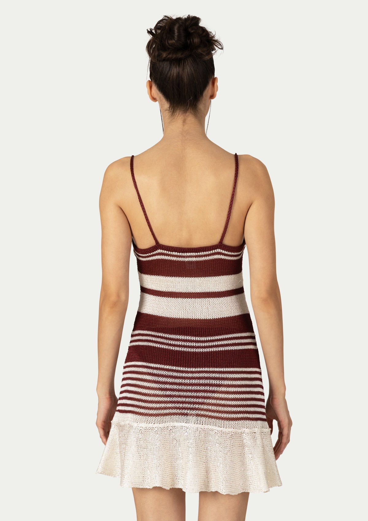 LEA DRESS BURGUNDY/WHITE