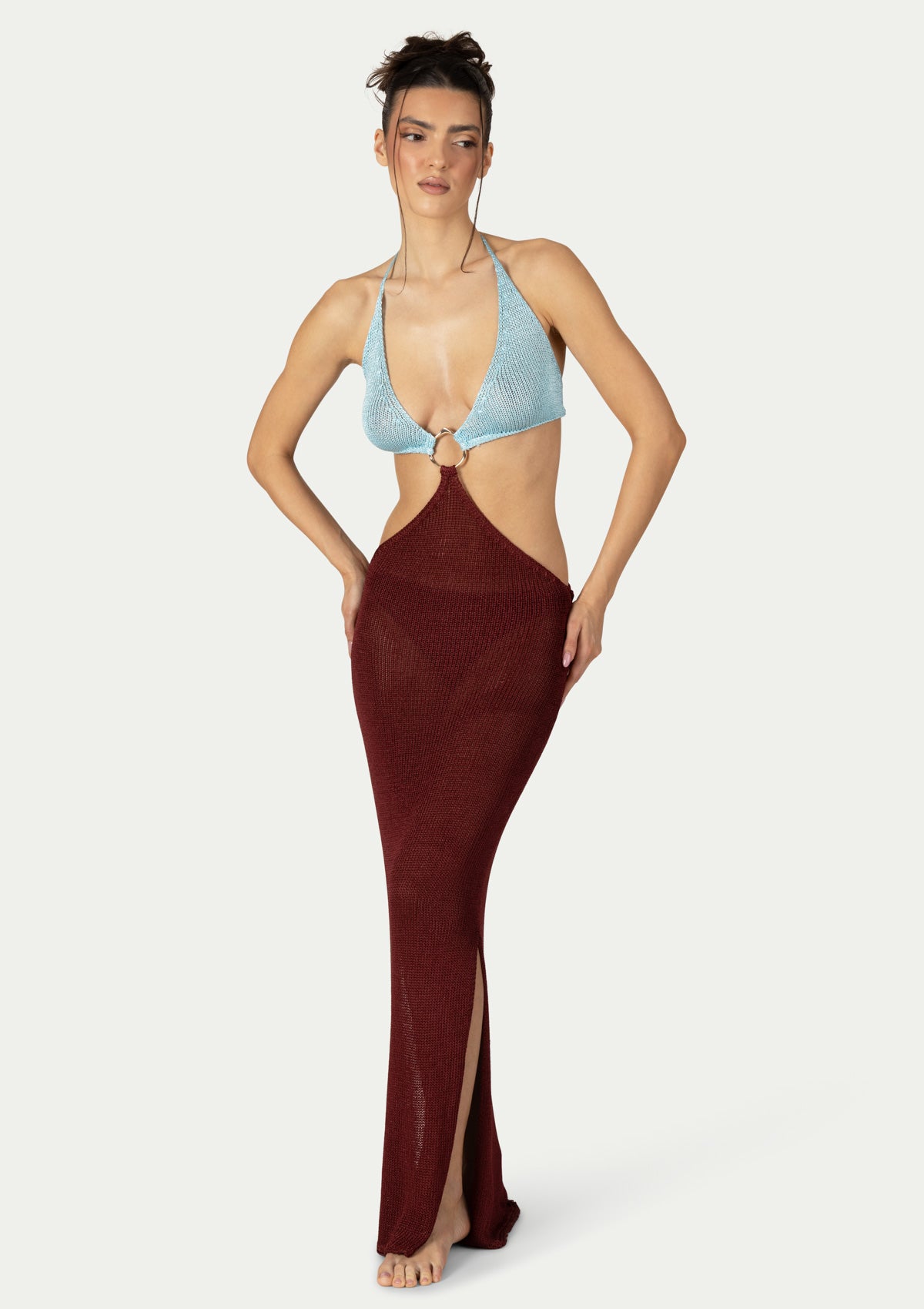 NOAH DRESS BURGUNDY/SKY