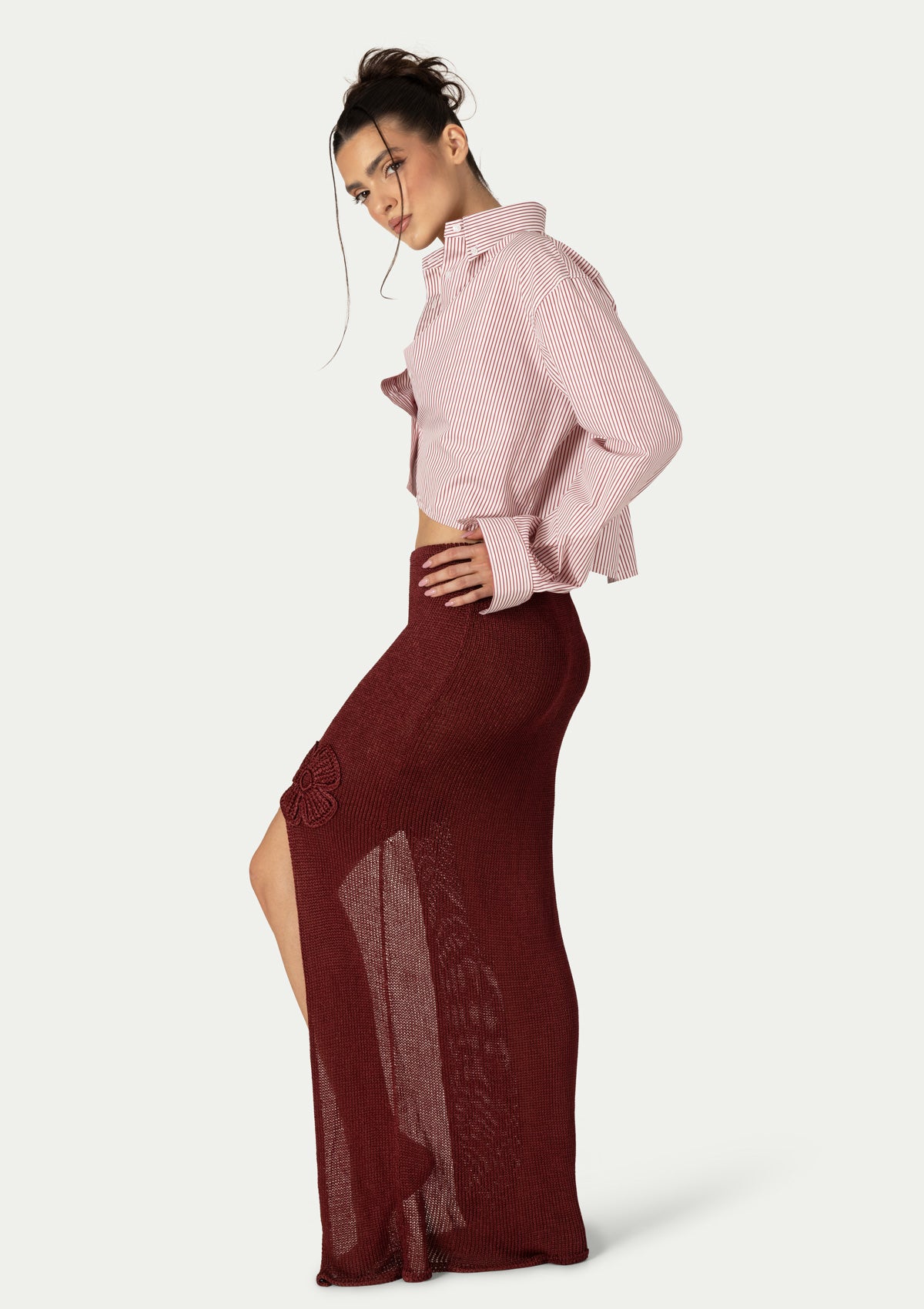 IDA SHIRT STRIPED BURGUNDY