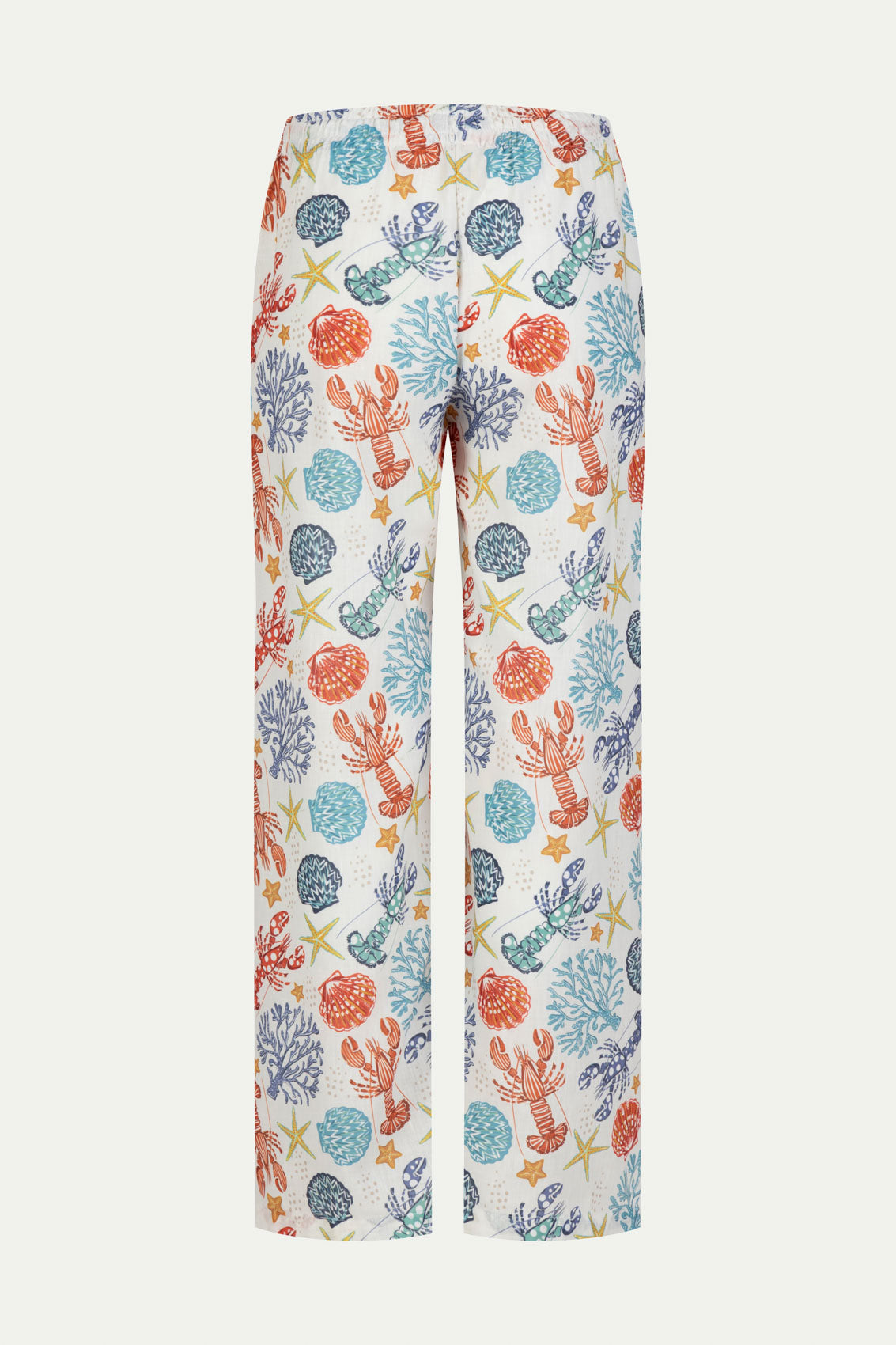 LINEN BEACH PANTS WHITE CORAL