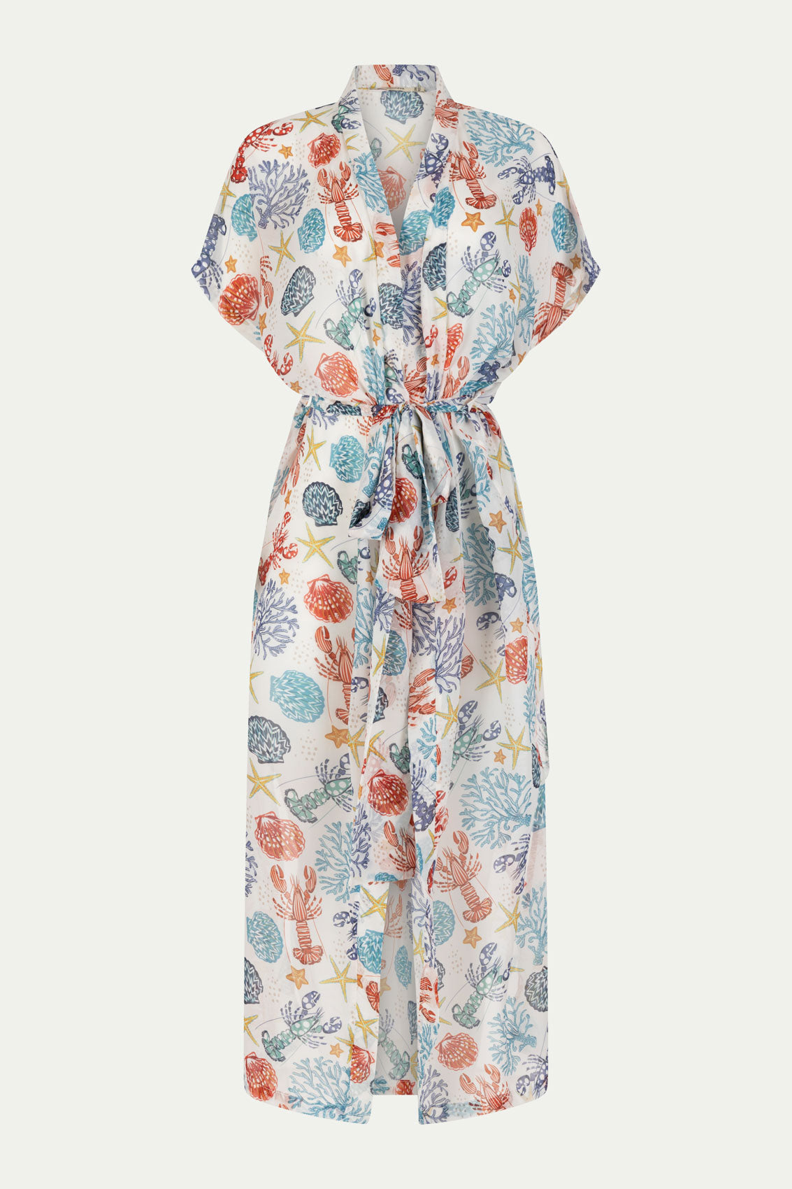 BEACH LONG COVER UP WHITE CORAL
