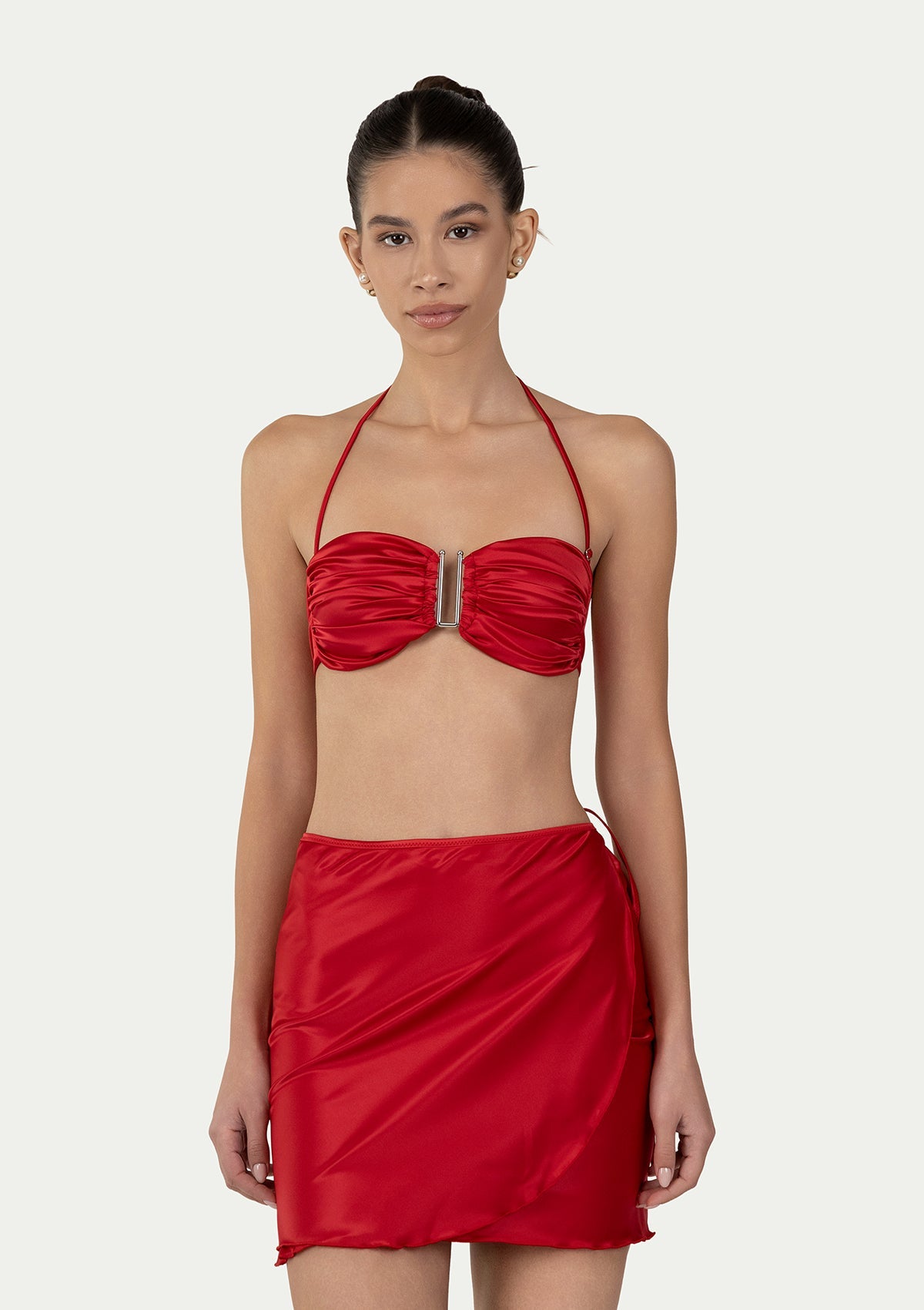 LEONE RED SATIN PAREO