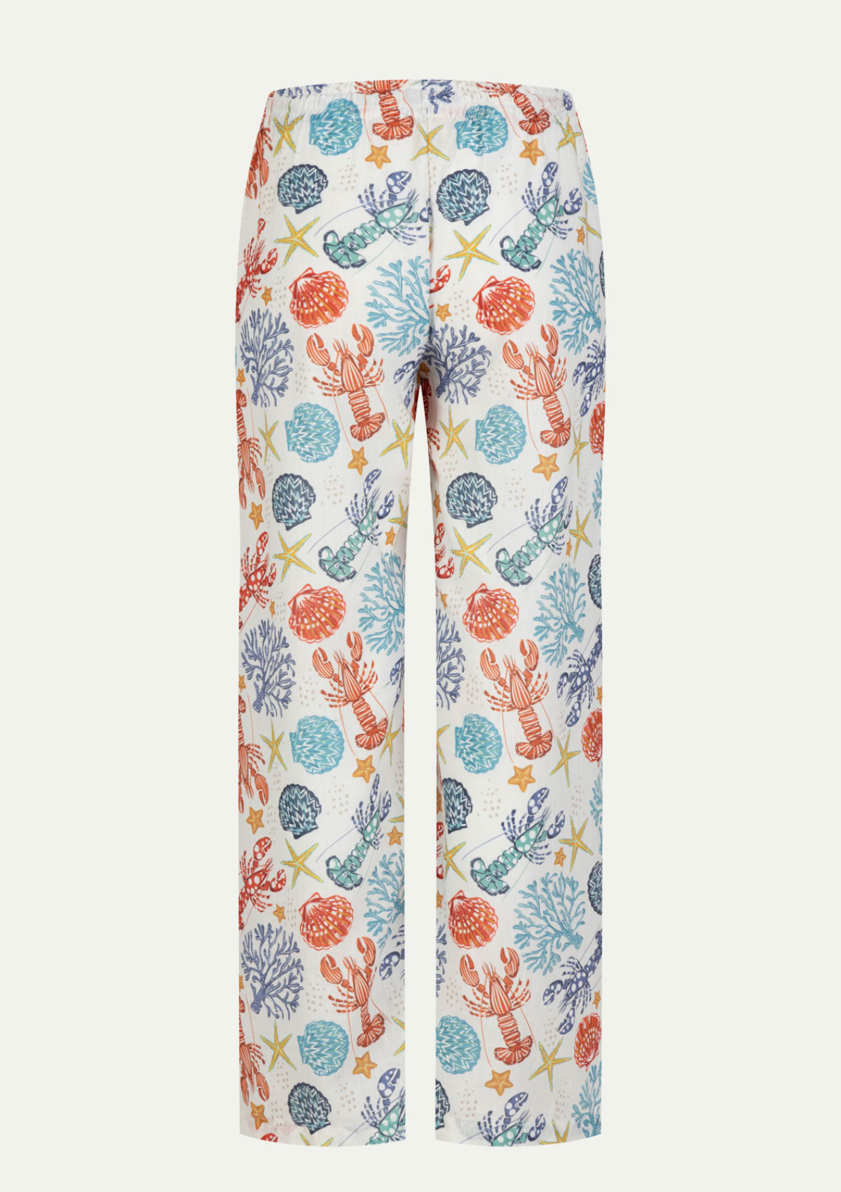 LINEN BEACH PANTS WHITE CORAL