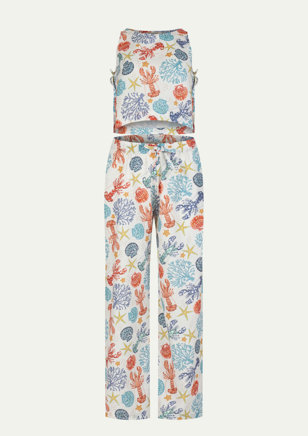 LINEN BEACH PANTS WHITE CORAL